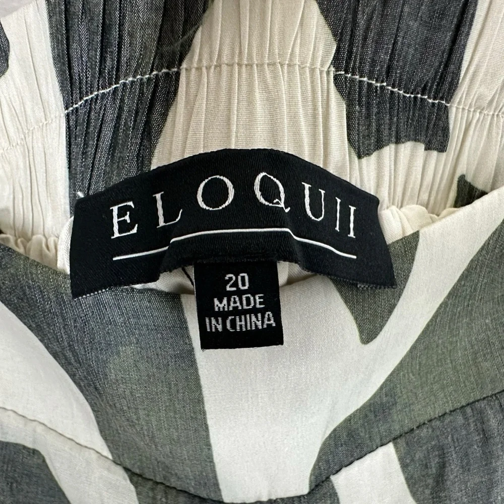Eloquii Womens Printed Pull On Wide Leg Pant Size 20 Green Slit Hem - Picture 10 of 10